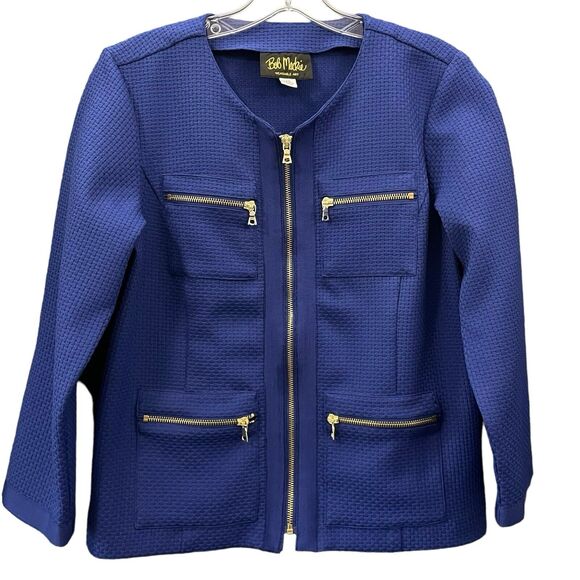 Bob Mackie Women Blue Wearable jacket Gold zipper SIZE /XS - Picture 1 of 14